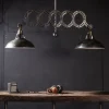 Ausziehbare Hängelampe Scherenlampe Industrial Dexter Double Metall-Vintagehaus Lampen New