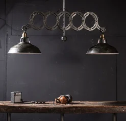 Ausziehbare Hängelampe Scherenlampe Industrial Dexter Double Metall-Vintagehaus Lampen New