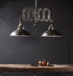 Ausziehbare Hängelampe Scherenlampe Industrial Dexter Double Metall-Vintagehaus Lampen New