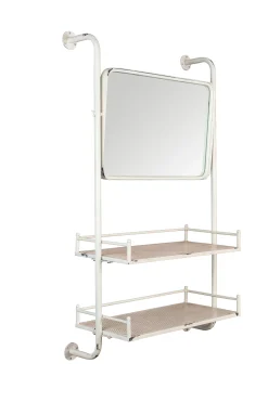 Badregal Wandregal Spiegel Vintage Barber Metall Used-Look 120/70 XL-DutchBone Sale