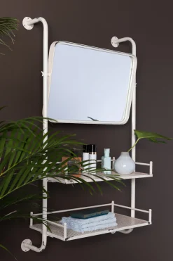 Badregal Wandregal Spiegel Vintage Barber Metall Used-Look 120/70 XL-DutchBone Sale