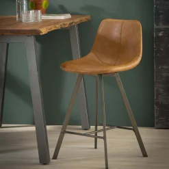 Barstuhl Barhocker Zig Zag Industrial Cognac-Vintagehaus Outlet