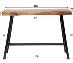 Bartisch Stehtisch Wood Akazie Baumkante Industrial 125 x 46-Vintagehaus Best
