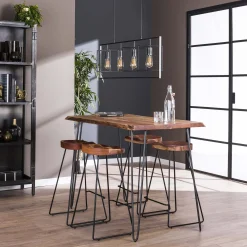 Bartischset Edge Industrial 130 + 4 Barhocker Baumscheibe-Vintagehaus New