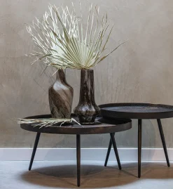 Beistelltisch Couchtisch Bounds Metall Holz Anthrazit/Gold ⌀ 60-BePureHome Outlet