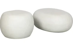 Couchtisch Beistelltisch Outdoor Pebble Klein Betonoptik Weiß-Vintagehaus
