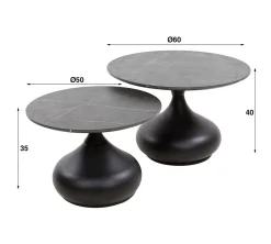 Couchtisch 2er Set Black Drops Melamin in Keramikoptik-Vintagehaus Online