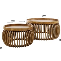 Couchtisch Retro Tweak Mangoholz 2er Set-Vintagehaus Discount