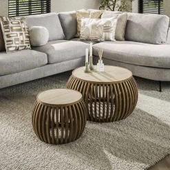 Couchtisch RomanoTweak Mangoholz Travertin 2er Set-Vintagehaus Hot