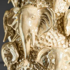 Deko Vase Jumbo Gold Elfenbeinfarben Steingut Größe M-Vintagehaus Accessoires Sale