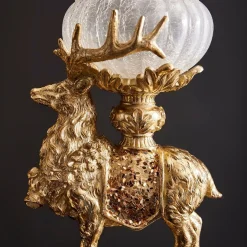 Dekofigur Vorratsdose Hirsch Gold mit Glasschale-Vintagehaus Accessoires Best