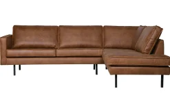 Ecksofa Eckbank Leder Rodeo 3-Sitzer Cognac Rechts 266/213 cm-BePureHome Hot