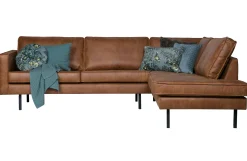 Ecksofa Eckbank Leder Rodeo 3-Sitzer Cognac Rechts 266/213 cm-BePureHome Hot