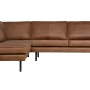 Ecksofa Eckbank Leder Rodeo 3-Sitzer Cognac Links 266/213 cm-BePureHome Discount