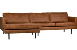Ecksofa Leder Rodeo 3-Sitzer Cognac Links 300/160-BePureHome Sale