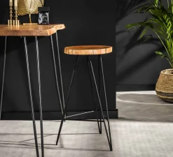 2er Set Barhocker Wood Akazie Baumkante/Baumscheibe-Vintagehaus Outlet