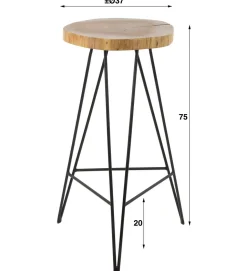 2er Set Barhocker Wood Akazie Baumkante/Baumscheibe-Vintagehaus Outlet