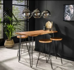 2er Set Barhocker Wood Akazie Baumkante/Baumscheibe-Vintagehaus Outlet