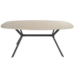 5er Set Essgruppe Esstisch Arch 180 Travertin Keramik Metallbeine + 4 Stühle Boucle-Vintagehaus Online