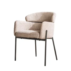 5er Set Essgruppe Esstisch Arch 180 Travertin Keramik Metallbeine + 4 Stühle Boucle-Vintagehaus Online