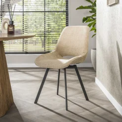 5er Set Essgruppe Half Arch 140 Travertin + 4 Drehstuhl Esszimmerstuhl Swivel-Vintagehaus Sale