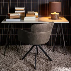 2er Set Retro Esszimmerstuhl Bürostuhl Fenne Drehbar Kunstleder Anthrazit-WOOOD New