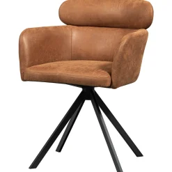 2er Set Retro Esszimmerstuhl Bürostuhl Fenne Drehbar Kunstleder Cognac-WOOOD Outlet