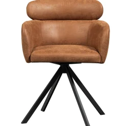 2er Set Retro Esszimmerstuhl Bürostuhl Fenne Drehbar Kunstleder Cognac-WOOOD Outlet