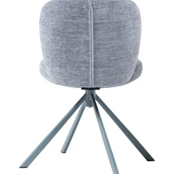 2er Set Retro Esszimmerstuhl Drehstuhl Femke Samt Chenille Blau-WOOOD Hot