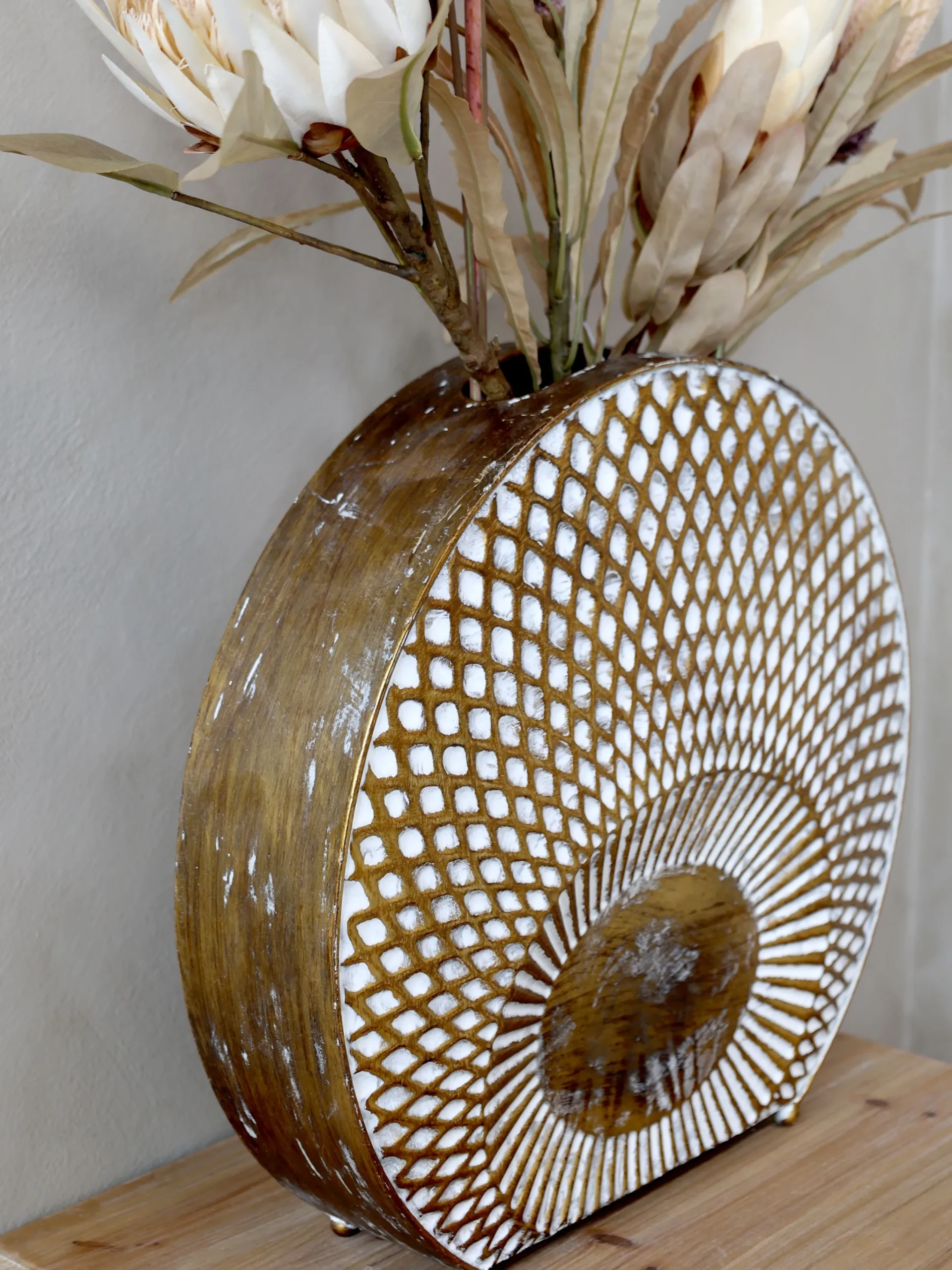 2er Set Vintage Vase Old Hollywood Metall Antik-Gold-Chic Antique Hot