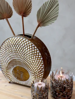 2er Set Vintage Vase Old Hollywood Metall Antik-Gold-Chic Antique Hot