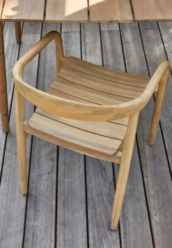 Essgruppe Gartentisch Outdoortisch Kris Akazienholz 215 cm + 4 Stühle Boru-WOOOD New