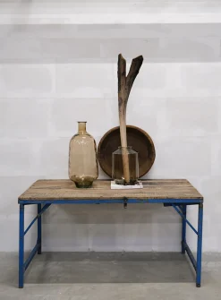 Esstisch oder Couchtisch Vintage Höhenverstellbarer Klapptisch 150/80 Blau-Vintagehaus New