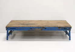 Esstisch oder Couchtisch Vintage Höhenverstellbarer Klapptisch 150/80 Blau-Vintagehaus New