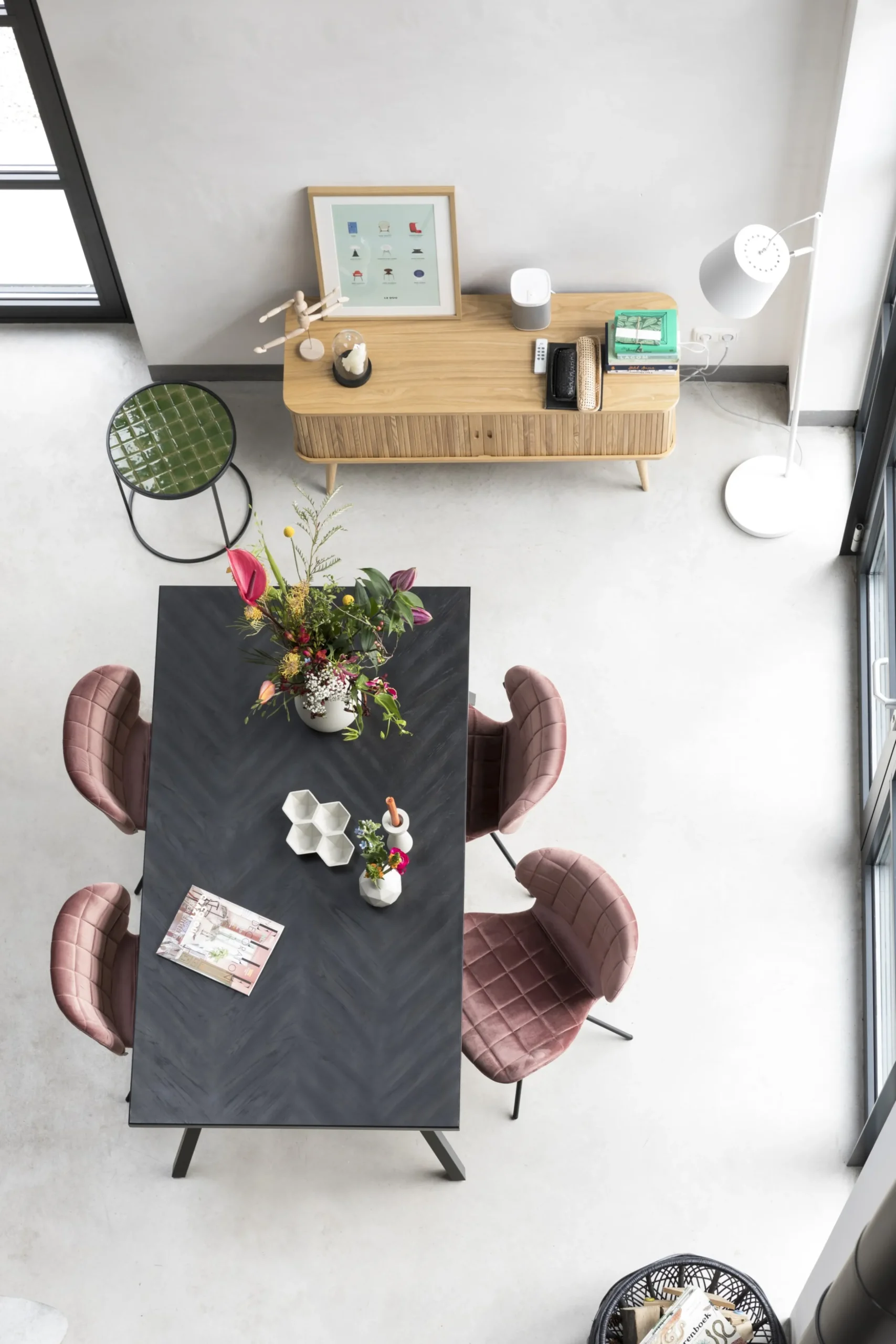 Esstisch Seth Eichenfurnier Fischgrätmuster Schwarz 180/90-Zuiver Clearance