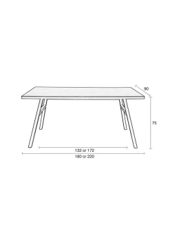 Esstisch Seth Eichenfurnier Fischgrätmuster Schwarz 180/90-Zuiver Clearance