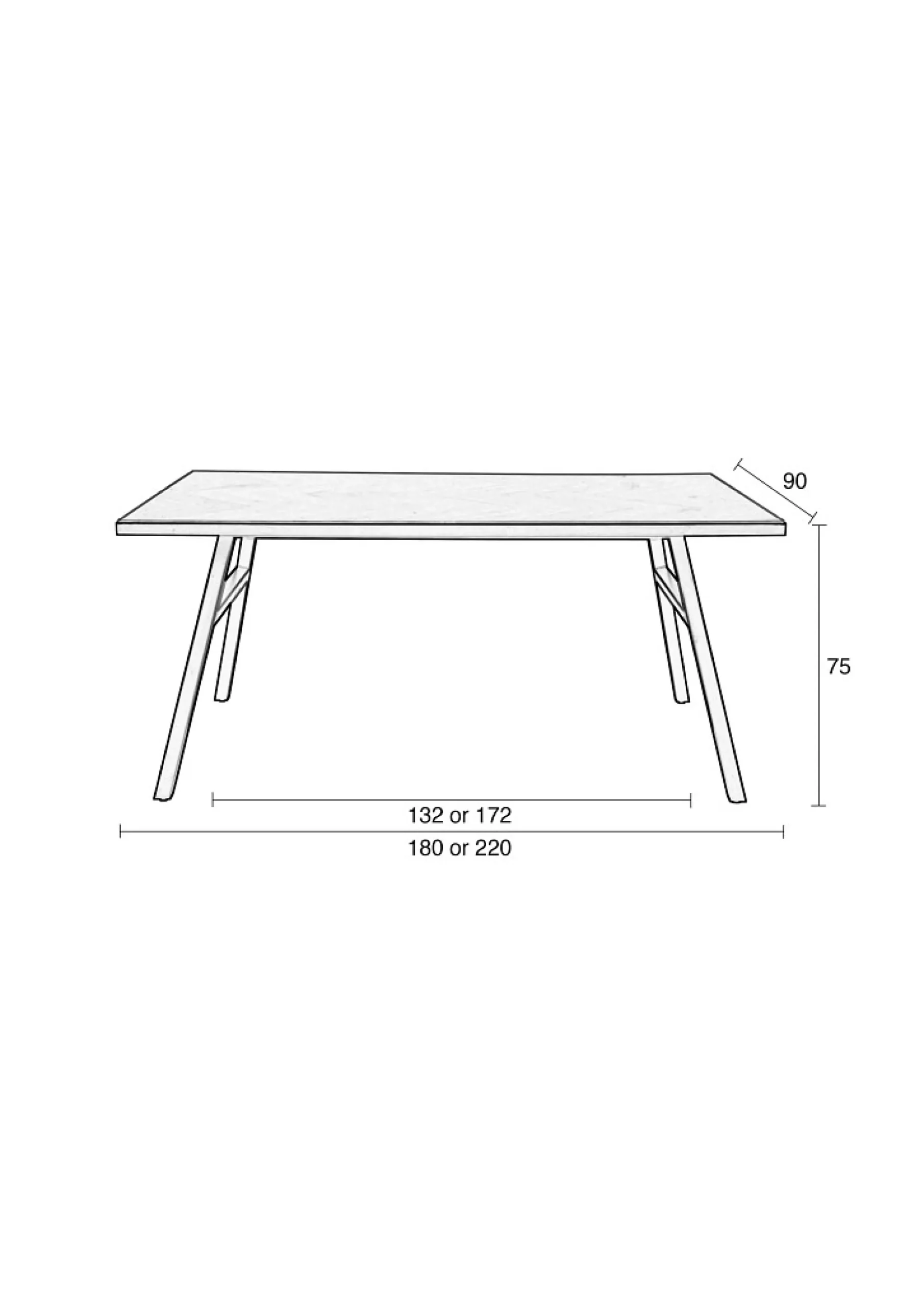 Esstisch Seth Eichenfurnier Fischgrätmuster Schwarz 180/90-Zuiver Clearance