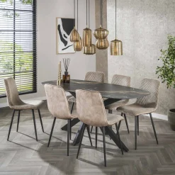 Esstisch Stone Oval Keramik Marmor Schwarz/Braun 180-Vintagehaus Discount