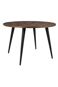 Esstisch Vintage Maria Teak Rund 110 cm Parkett-Vintagehaus Discount