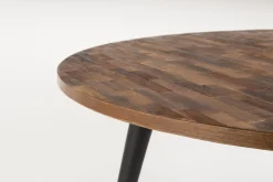 Esstisch Vintage Maria Teak Rund 110 cm Parkett-Vintagehaus Discount