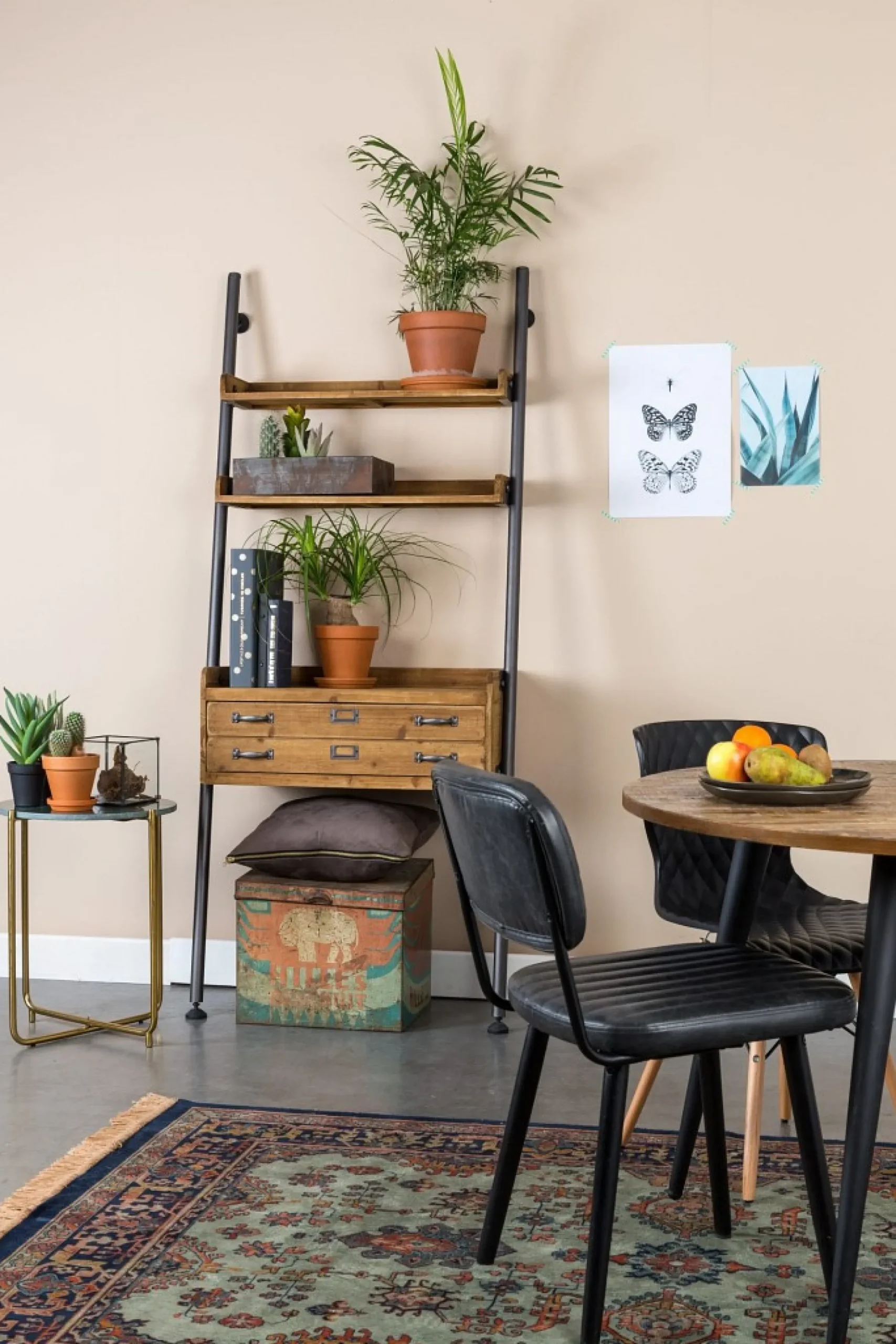 Esstisch Vintage Maria Teak Rund 110 cm Parkett-Vintagehaus Discount