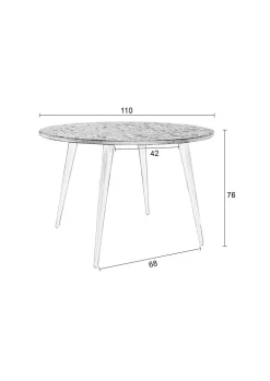 Esstisch Vintage Maria Teak Rund 110 cm Parkett-Vintagehaus Discount