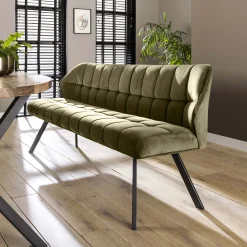 Esstischbank Polsterbank Raster Samt 180 Industrial Grün-Vintagehaus New
