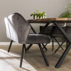 Esstischbank Polsterbank Raster Samt 180 Industrial Grau-Vintagehaus Hot