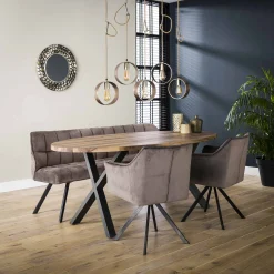 Esstischbank Polsterbank Raster Samt 180 Industrial Grau-Vintagehaus Hot