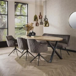 Esstischstuhl Armlehnstuhl Pull Raute drehbar Samt Anthrazit-Vintagehaus Clearance