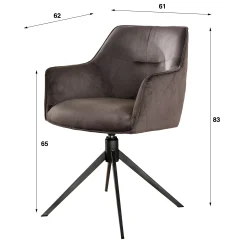 Esstischstuhl Armlehnstuhl Pull Raute drehbar Samt Anthrazit-Vintagehaus Clearance