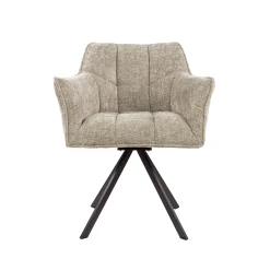 Esszimmerstuhl Armlehnstuhl Raster Drehbar Strukturstoff Sand-Vintagehaus New