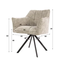 Esszimmerstuhl Armlehnstuhl Raster Drehbar Strukturstoff Sand-Vintagehaus New