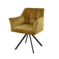 Esszimmerstuhl Armlehnstuhl Raster Drehbar Samt Gold-Vintagehaus